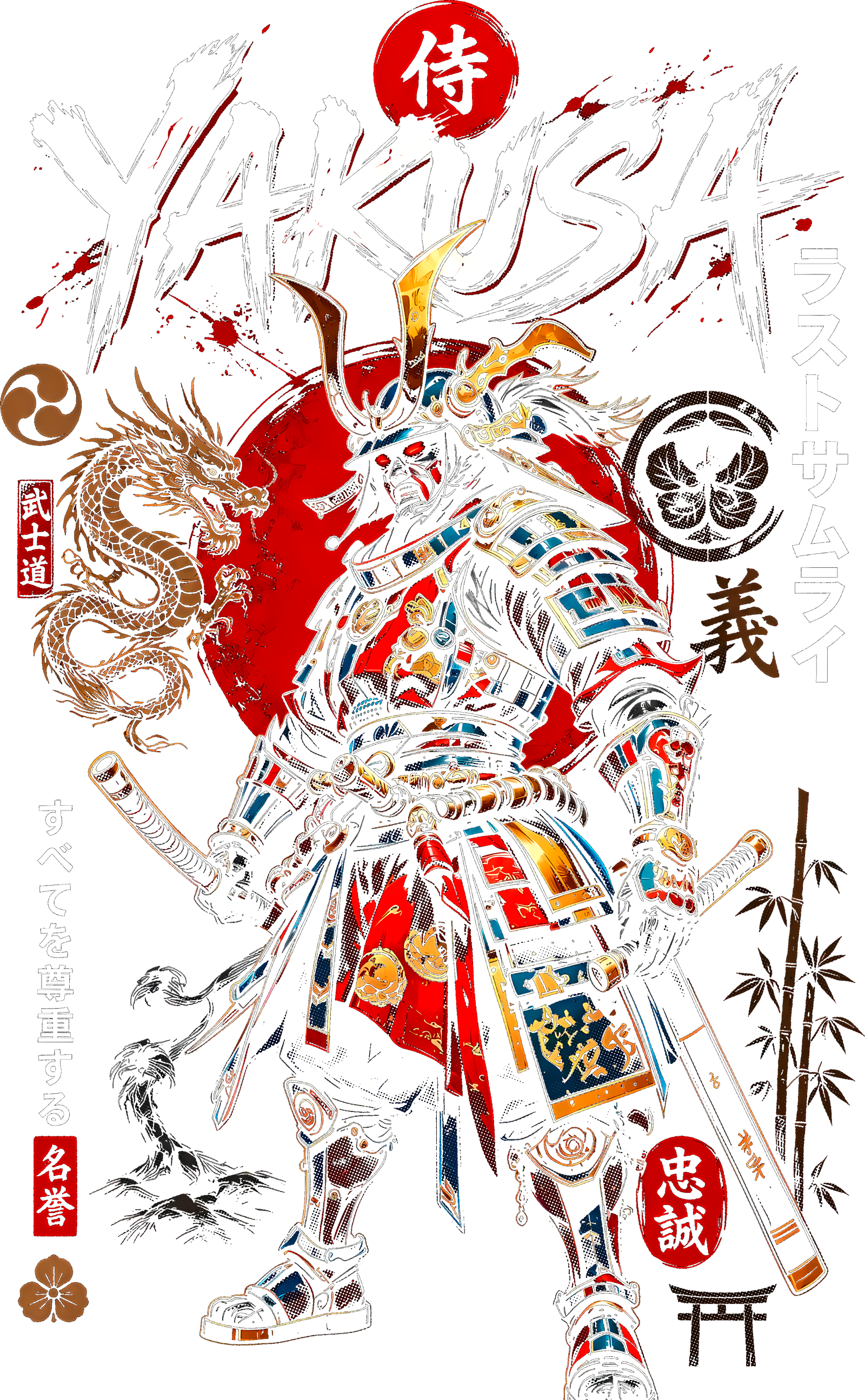 Arte Yakuza com halftone e transparência